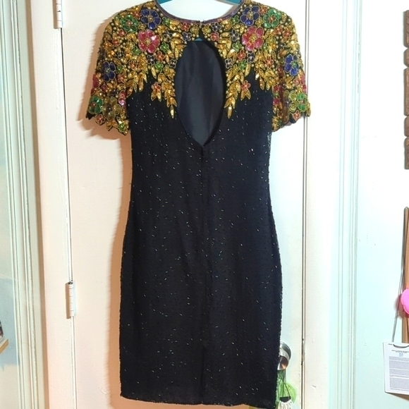Euc Vintage Silk 80s 90s Sequin Dress sz4 SHOWSTOPPING - Picture 2 of 12